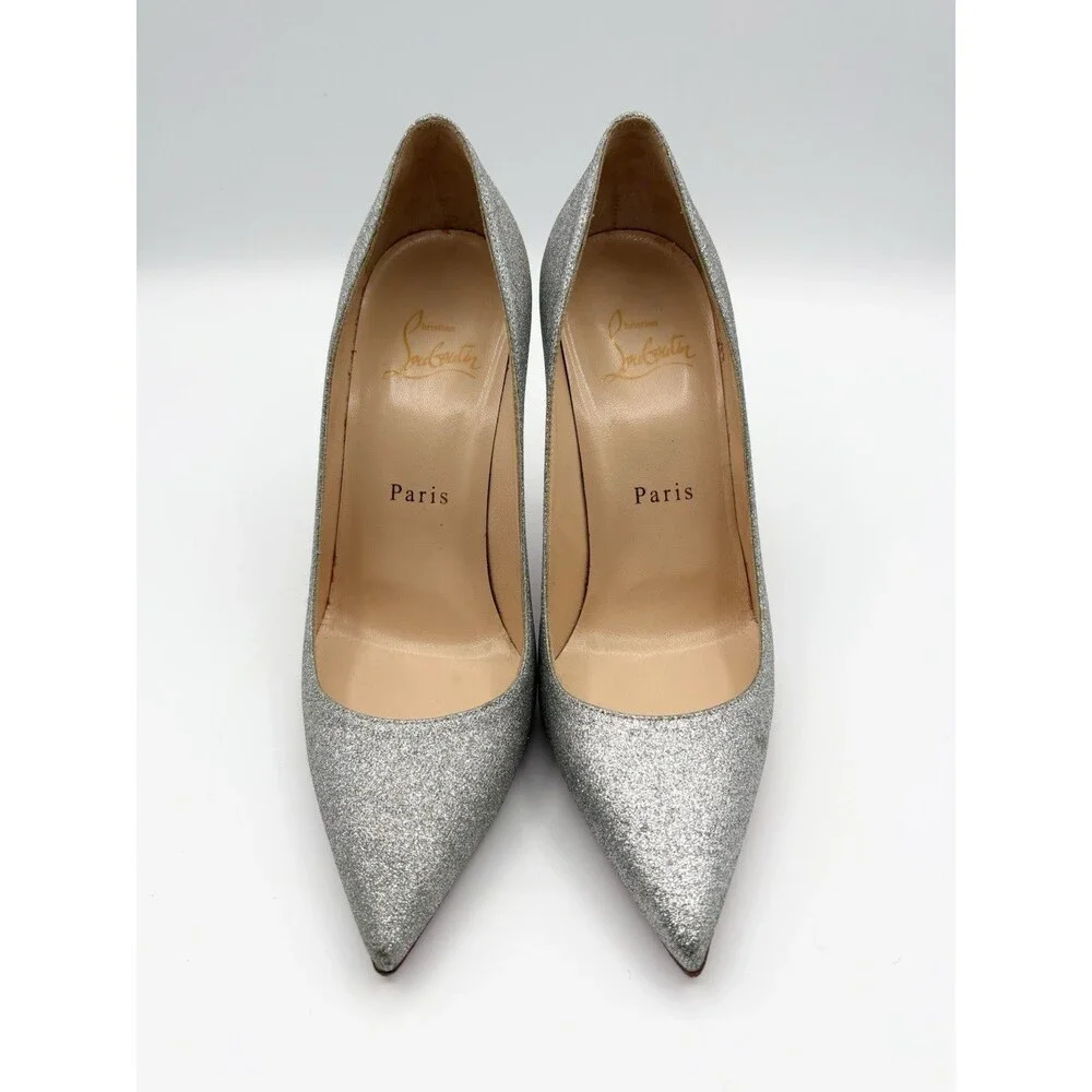 Christian Louboutin Sparkling Silver Heels - Picture 4 of 16